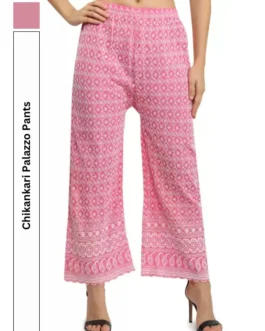 Flirty Pink Full Printed Casual Wear  Plaazo: Fun & Fashionable for Every Wardrobe