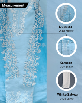 Unstitched Sky Blue Organza Suit with Maching Aster Embroidery