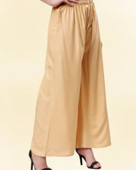 Beige Rayon Cotton Palazzo – Elegant and Relaxed Fit for Women