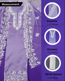 Unstitched Light Purple Organza Suit with Maching Aster Embroidery & Net Dupatta