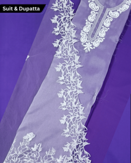 Unstitched Light Purple Organza Suit with Maching Aster Embroidery & Net Dupatta