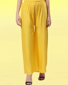 Yellow Rayon Cotton Palazzo – Bright and Comfortable Ethnic Bottom Wear