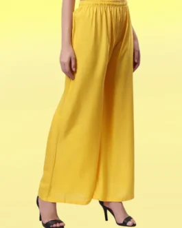 Yellow Rayon Cotton Palazzo – Bright and Comfortable Ethnic Bottom Wear