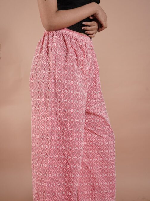 Light Pink Chikankari Palazzo - Image 4