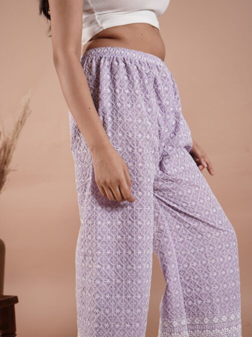 Light Purple Chikankari Palazzo - Image 4