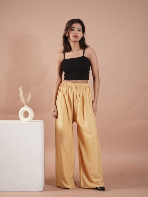 Beige Women's Plain Palazzo Pants - Comfortable & Stylish Palazzo for Daily Wear | Teradozz - Image 2