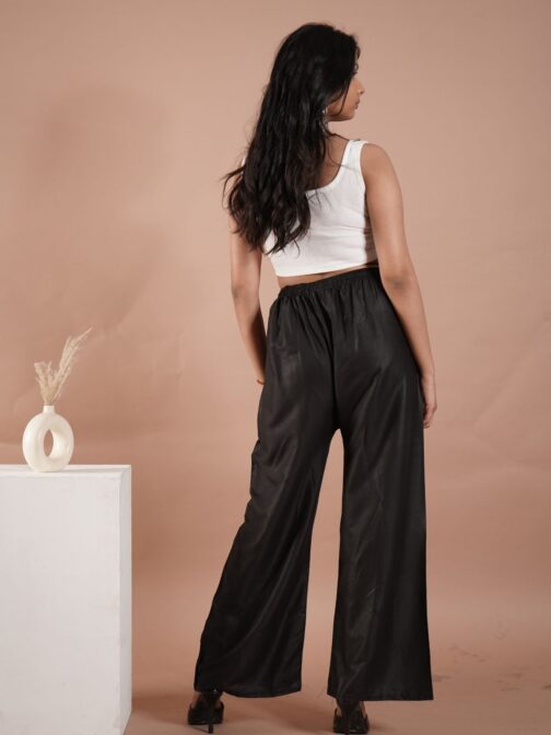 Black Women's Plain Palazzo Pants - Comfortable & Stylish Palazzo for Daily Wear | Teradozz - Image 3