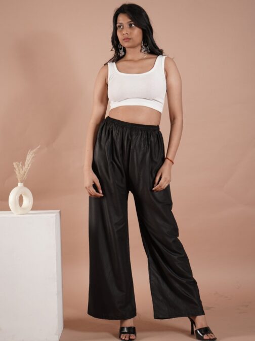 Black Women's Plain Palazzo Pants - Comfortable & Stylish Palazzo for Daily Wear | Teradozz - Image 2