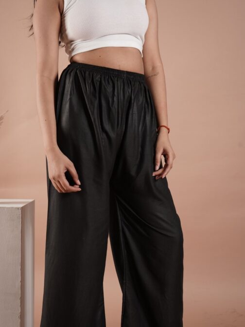 Black Women's Plain Palazzo Pants - Comfortable & Stylish Palazzo for Daily Wear | Teradozz - Image 4