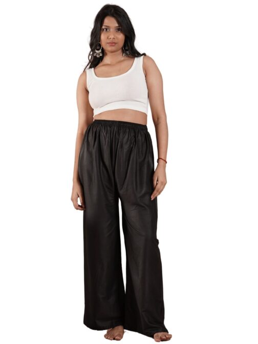 Black Women's Plain Palazzo Pants - Comfortable & Stylish Palazzo for Daily Wear | Teradozz