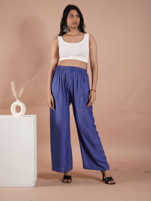 Blue Women's Plain Palazzo Pants - Comfortable & Stylish Palazzo for Daily Wear | Teradozz - Image 2