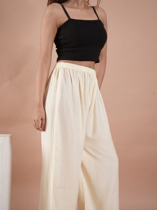 Cream Women's Plain Palazzo Pants - Comfortable & Stylish Palazzo for Daily Wear | Teradozz - Image 4