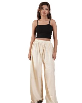 Cream Women’s Plain Palazzo Pants – Comfortable & Stylish Palazzo for Daily Wear | Teradozz