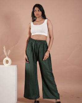 Dark Green Women’s Plain Palazzo Pants – Comfortable & Stylish Palazzo for Daily Wear | Teradozz