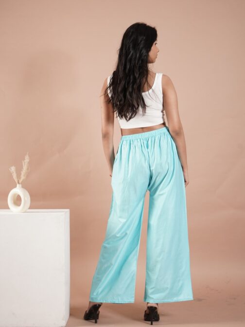 Firozi Blue Women's Plain Palazzo Pants - Comfortable & Stylish Palazzo for Daily Wear | Teradozz - Image 3