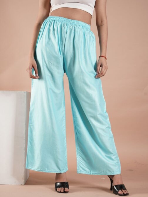 Firozi Blue Women's Plain Palazzo Pants - Comfortable & Stylish Palazzo for Daily Wear | Teradozz - Image 5