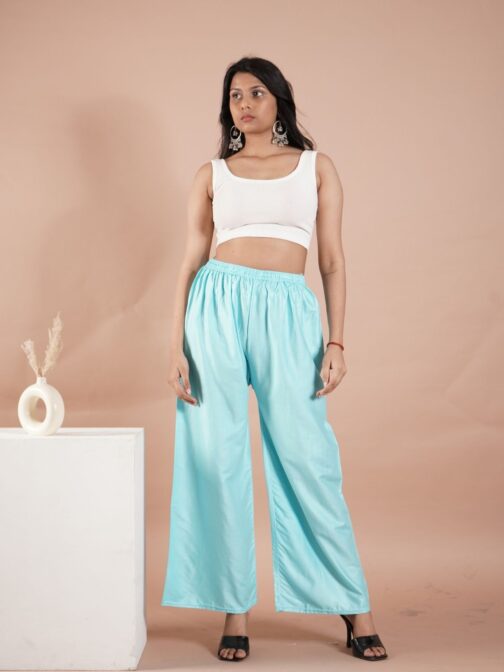 Firozi Blue Women's Plain Palazzo Pants - Comfortable & Stylish Palazzo for Daily Wear | Teradozz - Image 2