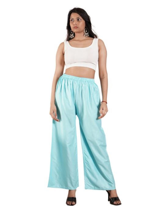 Firozi Blue Women's Plain Palazzo Pants - Comfortable & Stylish Palazzo for Daily Wear | Teradozz