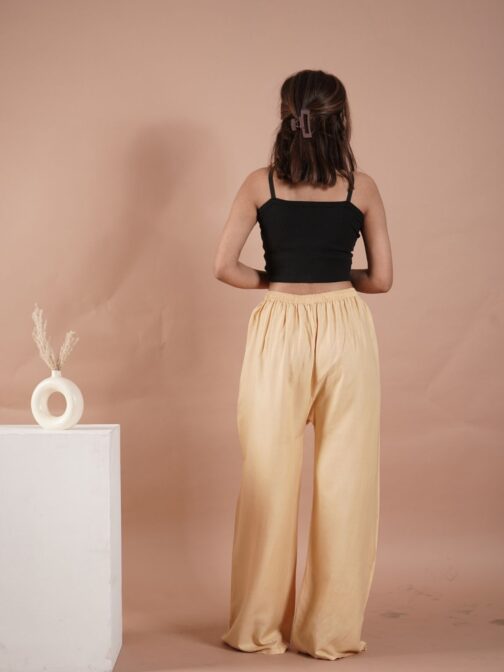 Gold Women's Plain Palazzo Pants - Comfortable & Stylish Palazzo for Daily Wear | Teradozz - Image 3