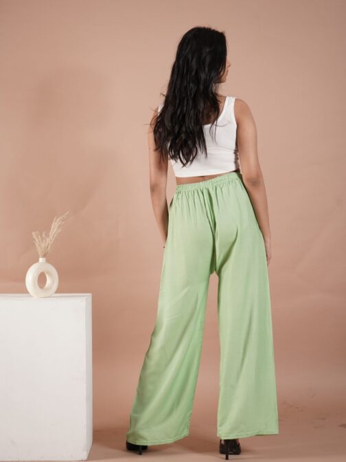 Light Green Women's Plain Palazzo Pants - Comfortable & Stylish Palazzo for Daily Wear | Teradozz - Image 3