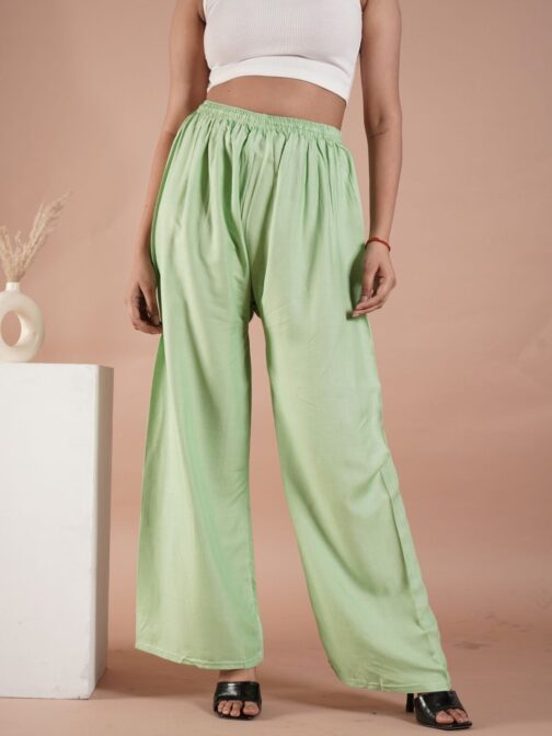 Light Green Women's Plain Palazzo Pants - Comfortable & Stylish Palazzo for Daily Wear | Teradozz - Image 5