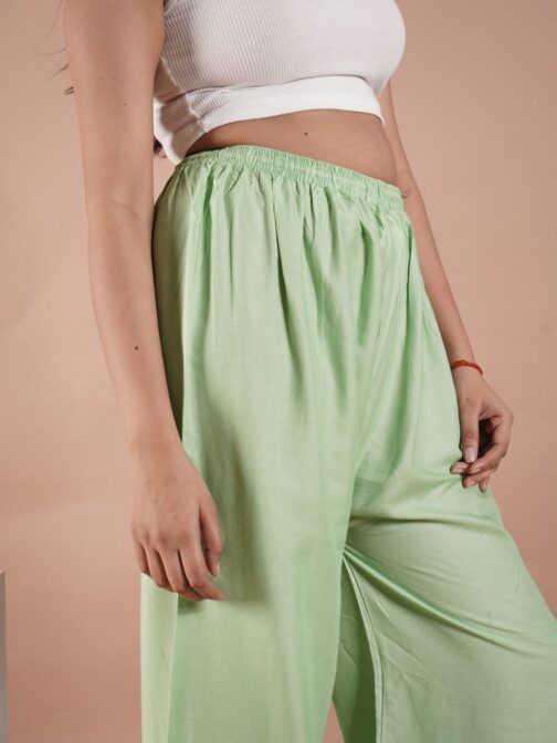 Light Green Women's Plain Palazzo Pants - Comfortable & Stylish Palazzo for Daily Wear | Teradozz - Image 4