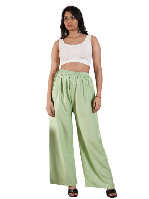 Light Green Women's Plain Palazzo Pants - Comfortable & Stylish Palazzo for Daily Wear | Teradozz