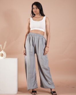 Light Grey Women’s Plain Palazzo Pants – Comfortable & Stylish Palazzo for Daily Wear | Teradozz