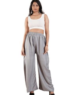 Light Grey Women’s Plain Palazzo Pants – Comfortable & Stylish Palazzo for Daily Wear | Teradozz