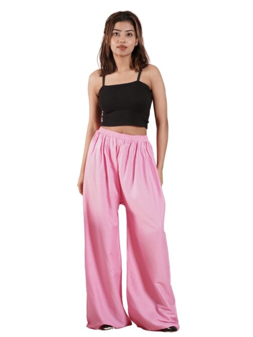 Light Pink Women's Plain Palazzo Pants - Comfortable & Stylish Palazzo for Daily Wear | Teradozz