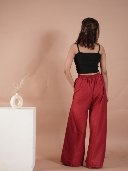 Maroon Women's Plain Palazzo Pants - Comfortable & Stylish Palazzo for Daily Wear | Teradozz - Image 3