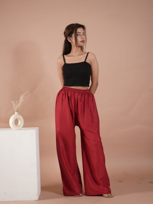 Maroon Women's Plain Palazzo Pants - Comfortable & Stylish Palazzo for Daily Wear | Teradozz - Image 2