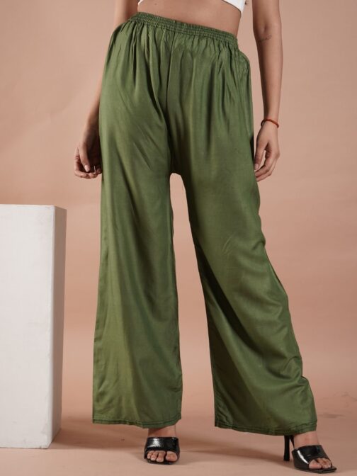 Mehendi Green Women's Plain Palazzo Pants - Comfortable & Stylish Palazzo for Daily Wear | Teradozz - Image 5