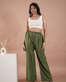 Mehendi Green Women’s Plain Palazzo Pants – Comfortable & Stylish Palazzo for Daily Wear | Teradozz