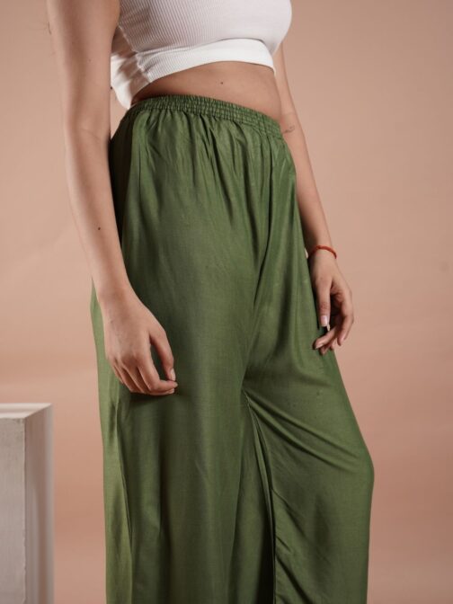 Mehendi Green Women's Plain Palazzo Pants - Comfortable & Stylish Palazzo for Daily Wear | Teradozz - Image 4