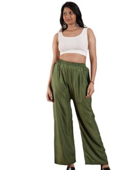 Mehendi Green Women’s Plain Palazzo Pants – Comfortable & Stylish Palazzo for Daily Wear | Teradozz