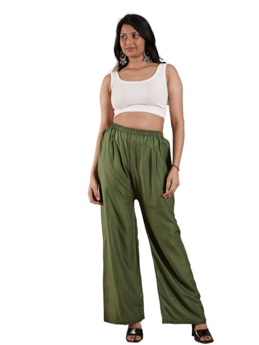 Mehendi Green Women's Plain Palazzo Pants - Comfortable & Stylish Palazzo for Daily Wear | Teradozz