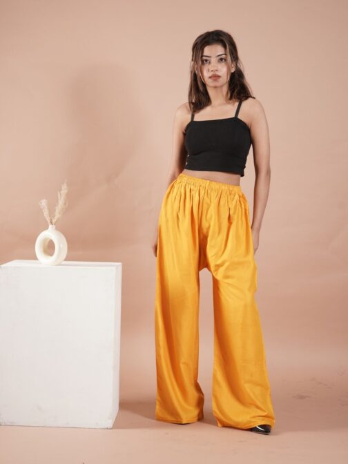 Mustard Yellow Women's Plain Palazzo Pants - Comfortable & Stylish Palazzo for Daily Wear | Teradozz - Image 2