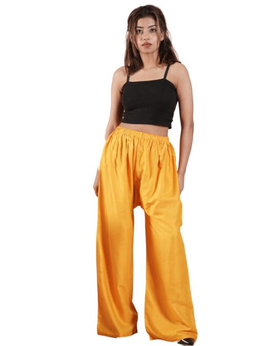 Mustard Yellow Women's Plain Palazzo Pants - Comfortable & Stylish Palazzo for Daily Wear | Teradozz