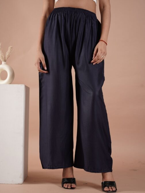 Navy Blue Women's Plain Palazzo Pants - Comfortable & Stylish Palazzo for Daily Wear | Teradozz - Image 5