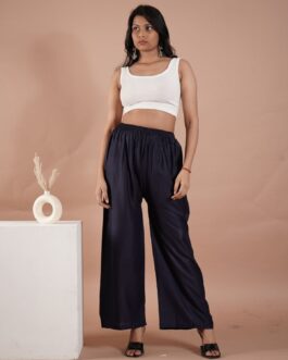 Navy Blue Women’s Plain Palazzo Pants – Comfortable & Stylish Palazzo for Daily Wear | Teradozz