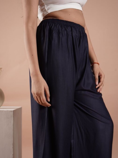 Navy Blue Women's Plain Palazzo Pants - Comfortable & Stylish Palazzo for Daily Wear | Teradozz - Image 4