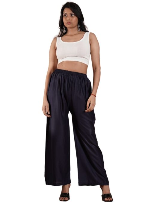 Navy Blue Women's Plain Palazzo Pants - Comfortable & Stylish Palazzo for Daily Wear | Teradozz