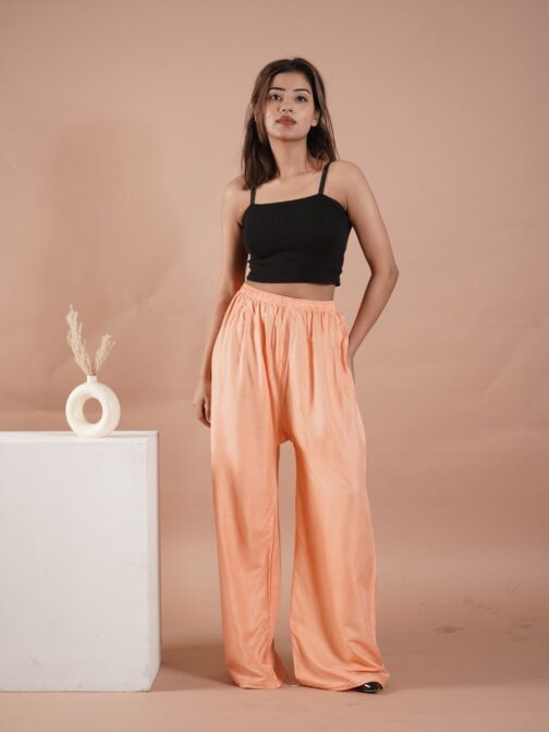 Peach Women's Plain Palazzo Pants - Comfortable & Stylish Palazzo for Daily Wear | Teradozz - Image 2