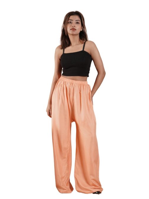 Peach Women's Plain Palazzo Pants - Comfortable & Stylish Palazzo for Daily Wear | Teradozz