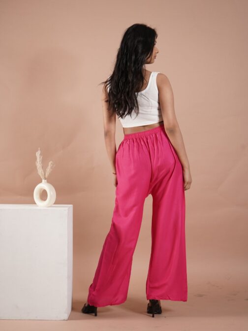 Pink Women's Plain Palazzo Pants - Comfortable & Stylish Palazzo for Daily Wear | Teradozz - Image 3