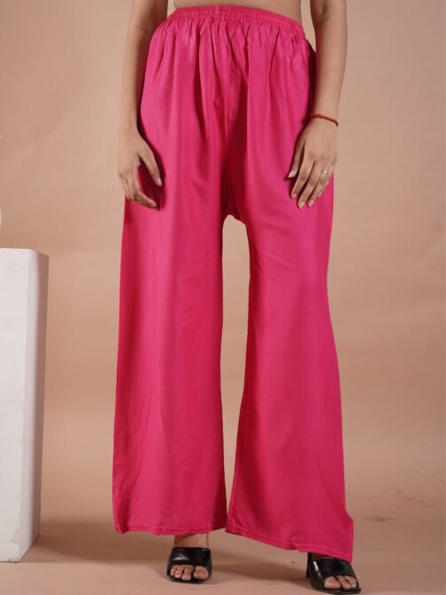 Pink Women's Plain Palazzo Pants - Comfortable & Stylish Palazzo for Daily Wear | Teradozz - Image 5