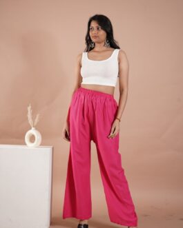 Pink Women’s Plain Palazzo Pants – Comfortable & Stylish Palazzo for Daily Wear | Teradozz