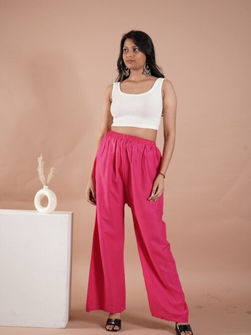 Pink Women's Plain Palazzo Pants - Comfortable & Stylish Palazzo for Daily Wear | Teradozz - Image 2