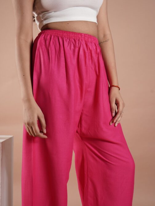 Pink Women's Plain Palazzo Pants - Comfortable & Stylish Palazzo for Daily Wear | Teradozz - Image 4